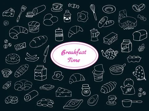 Breackfast time doodles Stock Illustration