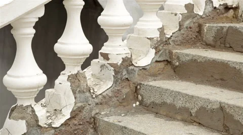 Breacking old architecture. White column Stock Footage 65116433
