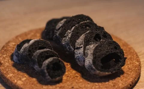 Bread with activated charcoal Stock Photos