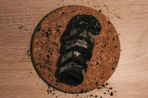 Bread with activated charcoal Stock Photos