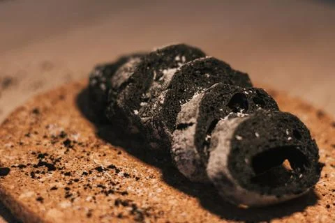 Bread with activated charcoal Stock Photos