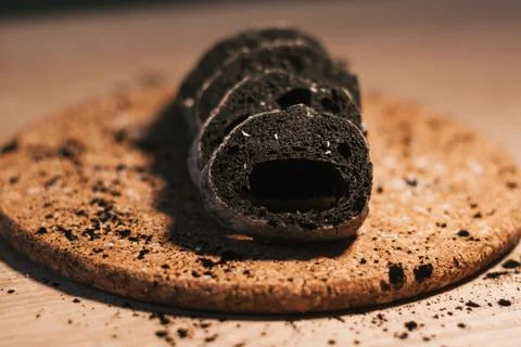 Bread with activated charcoal Stock Photos