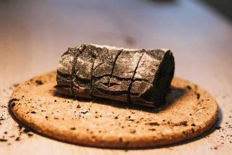 Bread with activated charcoal Stock Photos