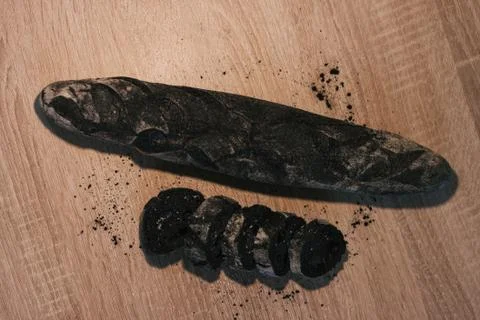 Bread with activated charcoal Stock Photos