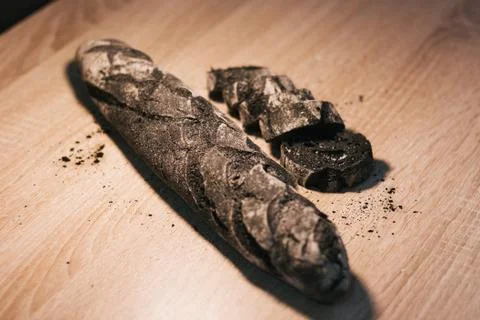 Bread with activated charcoal Stock Photos