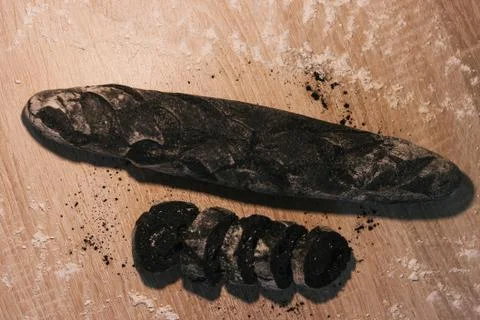 Bread with activated charcoal Stock Photos