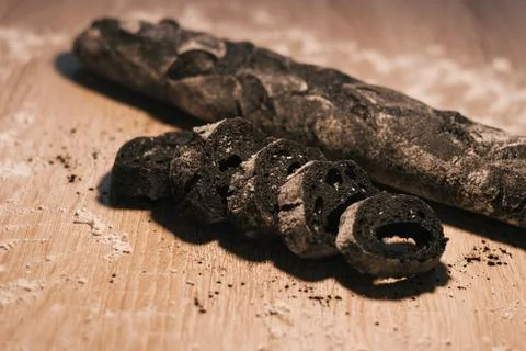 Bread with activated charcoal Foto stock