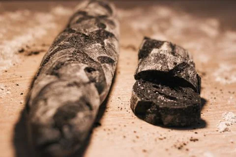 Bread with activated charcoal Stock Photos