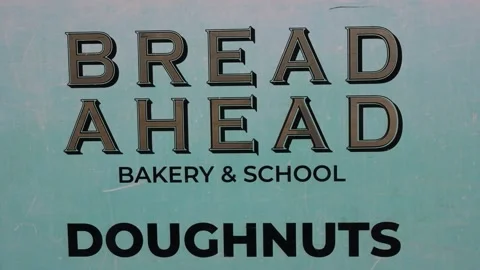 Bread Ahead Bakery And School Branded Signboard Close Up Stock Footage 346679227