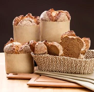 Bread and background Stock Photos