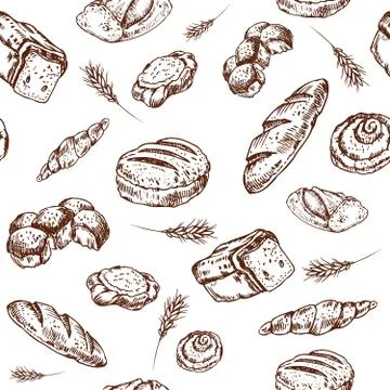 Bread  and bakery pattern Stock Illustration