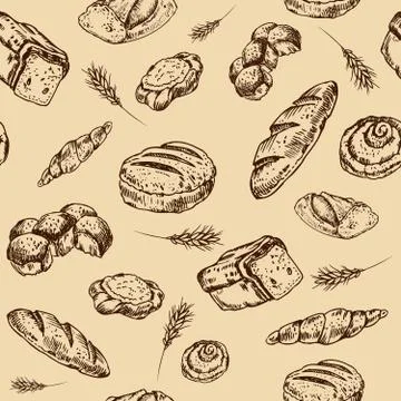 Bread  and bakery pattern イラスト素材