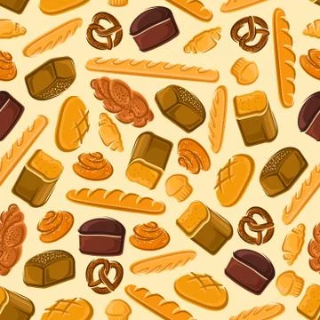 Bread and bakery products seamless pattern Stock Illustration