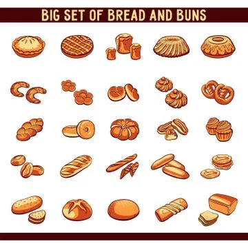 Bread And Buns Collection Stock Illustration