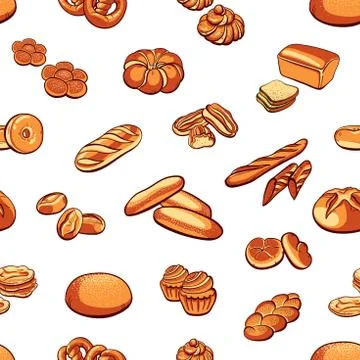 Bread And Buns Seamless Pattern イラスト素材