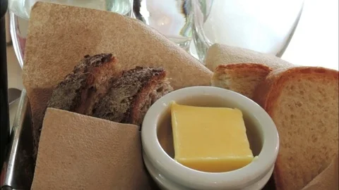 Bread and butter close up Stock Footage 75347565