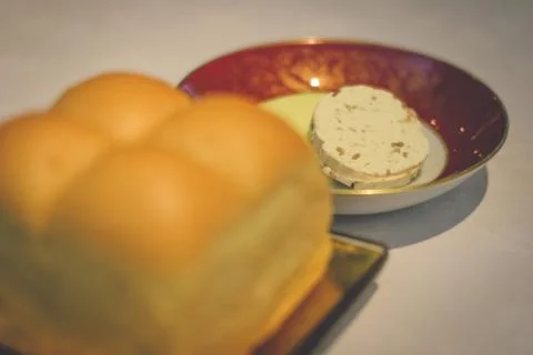 Bread and butter in a high class restaurant Stock Photos