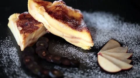 Bread And Butter Pudding With Sifted Sugar Video stock 57661665