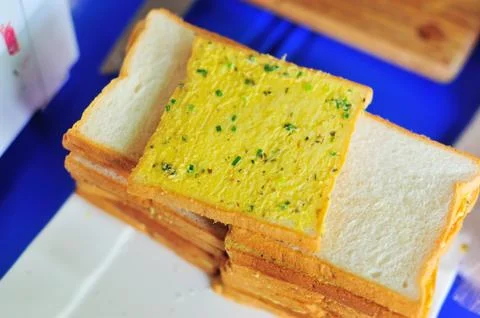 Bread and butter in soft light Stock Photos
