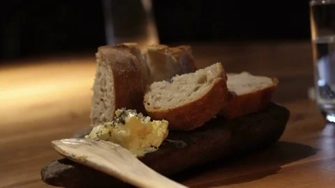Bread and Butter spreading in 4K Stock Footage 83003809