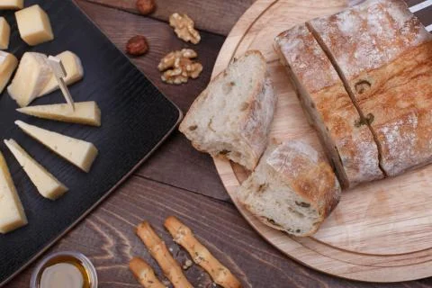Bread and cheese Stock Photos