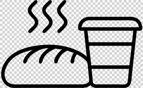 Bread and coffee in outline icon style, daily life theme. Stock Illustration