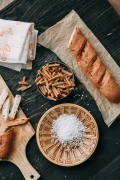 Bread and crackers Stock Photos