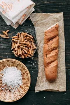 Bread and crackers Stock Photos