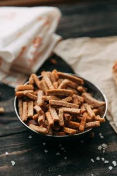 Bread and crackers Stock Photos