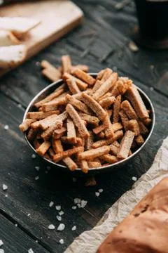 Bread and crackers Stock Photos