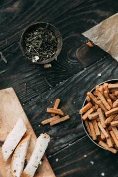 Bread and crackers Stock Photos