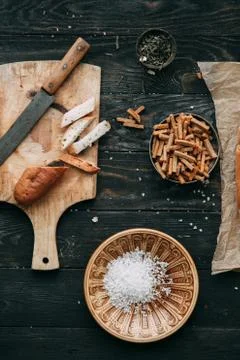 Bread and crackers Stock Photos
