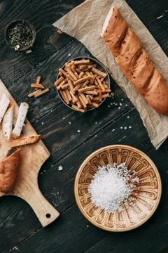 Bread and crackers Stock Photos