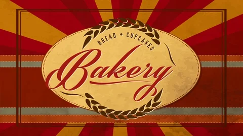 Bread and cupcakes bakehouse with circular section of textile texture garnished Stock Footage 129272109