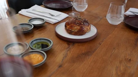 Bread and dips Stock Footage 116033378