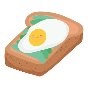 Bread and egg cute Stock Illustration