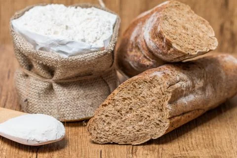Bread and flour Stock Photos