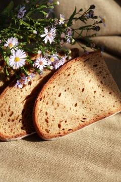 Bread And Flowers Stock Photos