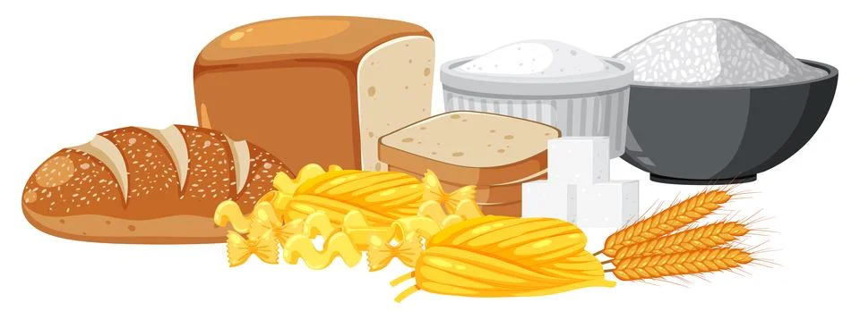 Bread and Grain Ingredients Vector Illustration Stock Illustration