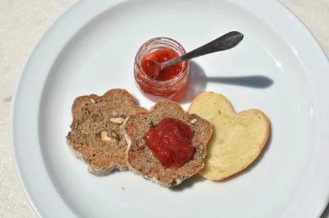 Bread and jam Stock Photos