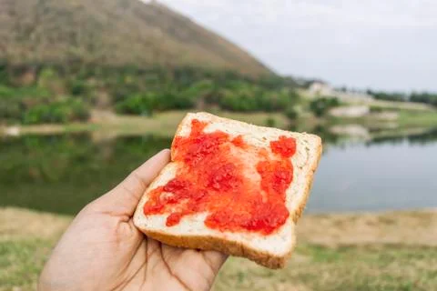 Bread and jam Stock Photos
