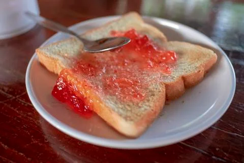 Bread and jam Stock Photos