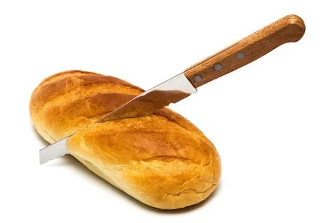 Bread and knife Stock Photos