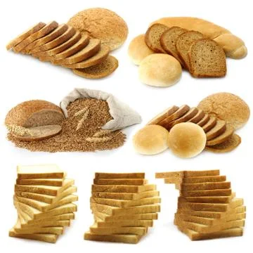Bread and loafs set Stock Photos
