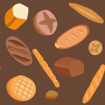 Bread and loaves on a brown background. Seamless pattern. Illustrazione stock