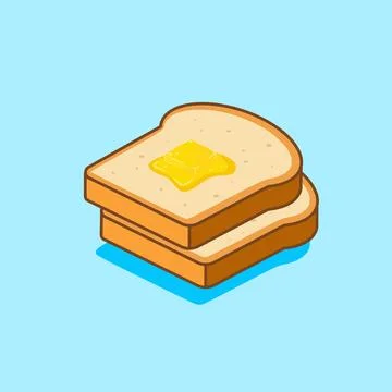 Bread and melting butter vector illustration cartoon design Stock Illustration