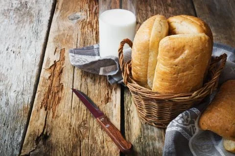 Bread and milk Stock Photos
