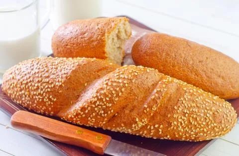 Bread and milk Stock Photos