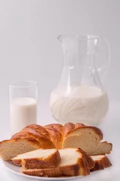 Bread and milk Foto stock