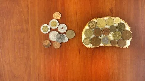 Bread and Money Stock Photos